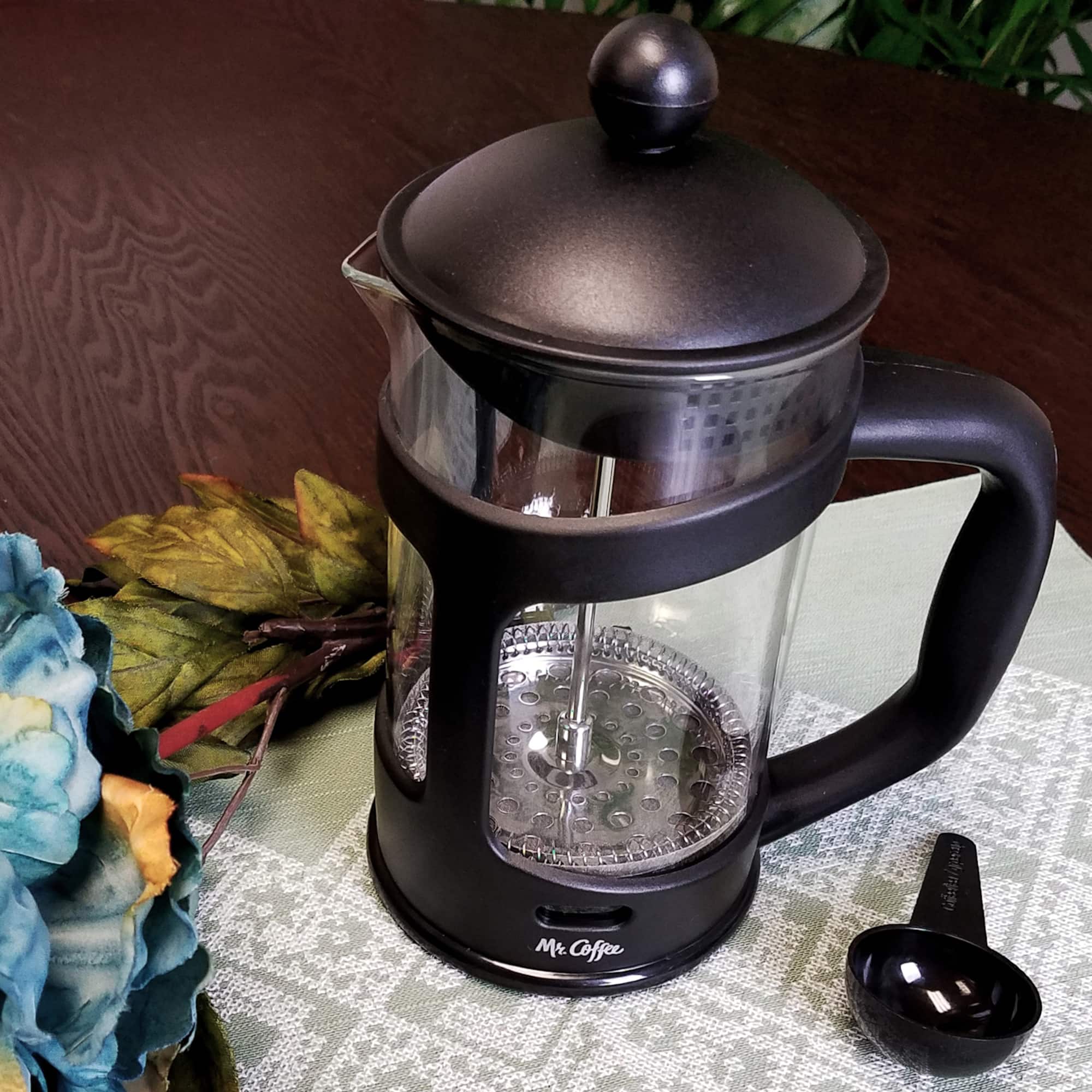 Mr. Coffee Brivio 28oz. Glass French Press Coffee Maker with Plastic Lid